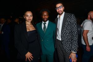 Shanina Shaik, Nigel Sylvester and Miles Chamley Watson attends the GQ Men of the Year Party