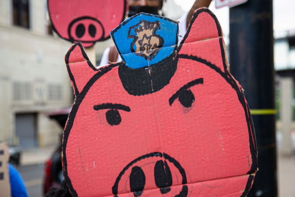 Polis şapkalı domuz tabelası görüldü...