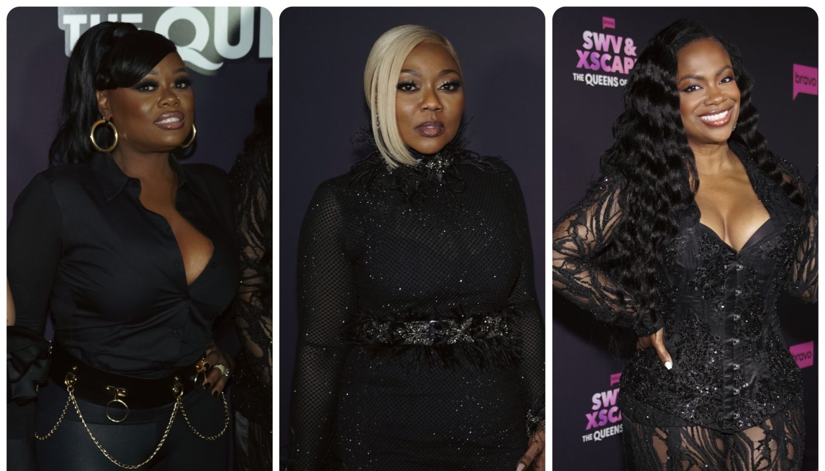 Tamika Scott, LaTocha Scott, and Kandi Burruss at the SWV & Xscape: Queens of R&B red carpet premiere