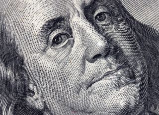 close-up of one hundred American dollars