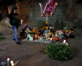 Roadside Memorial For Tina Tintor, Victim Of A Car Crash Involving Henry Ruggs III