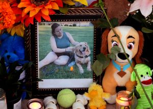 Roadside Memorial For Tina Tintor, Victim Of A Car Crash Involving Henry Ruggs III