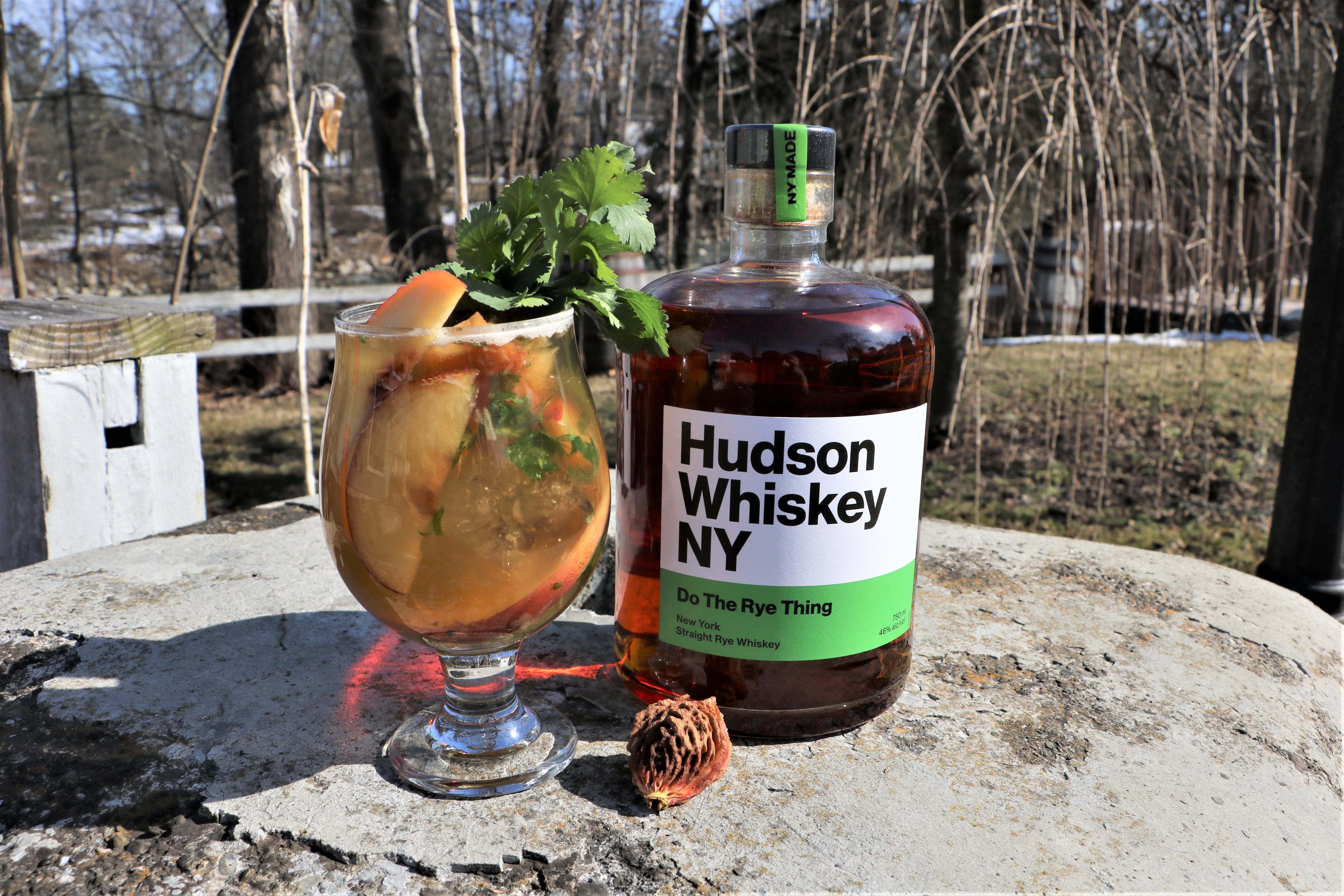 Hudson Whiskey Cilantro Nectarine Smash