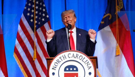 Former President Donald Trump speaks during the North Carolina Republican Party Convention in Greensboro.