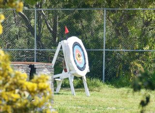 Archery bullseye targets set up in the park