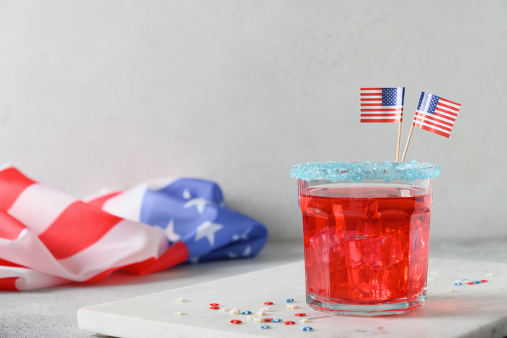 Patriotic red pomegranate margarita for July 4th.