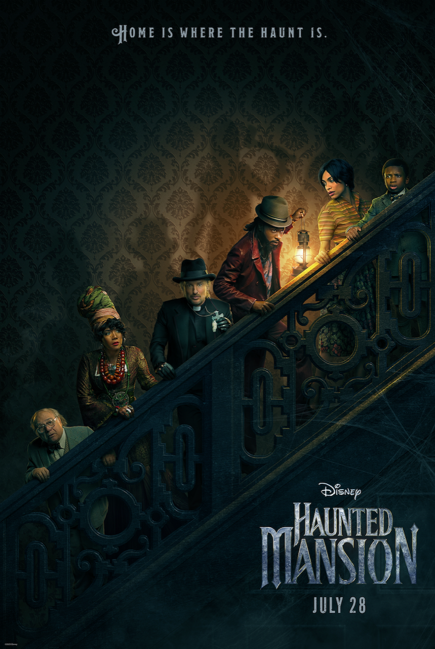 Haunted Mansion poster and production stills