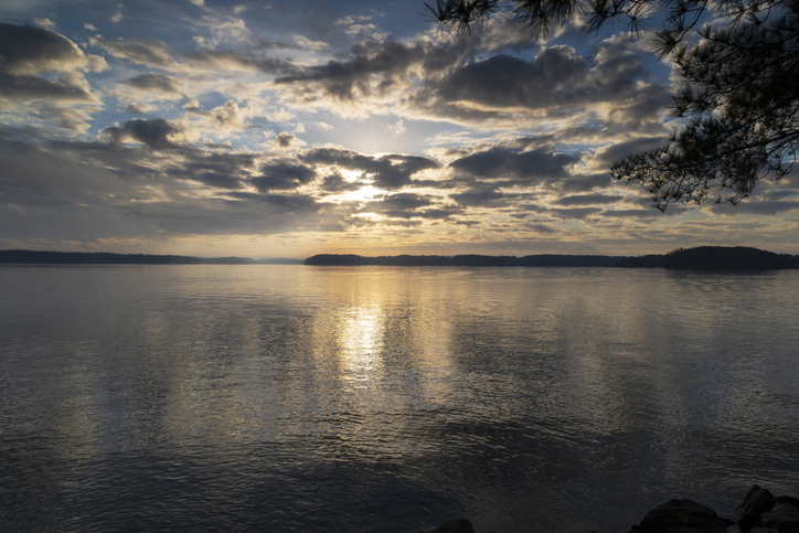 Cloudy sunrise on Lake Sidney Lanier,Buford,Georgia