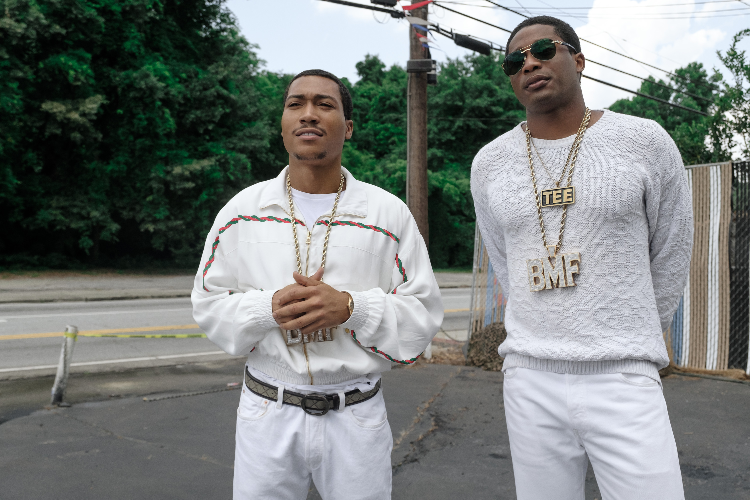 BMF_Episode 208_Push It To The Limit_Left to Right: Demetrius 'Lil Meech' Flenory Jr. (“Demetrius 'Big Meech' Flenory”), Abraham 'Da'Vinchi' Juste ("Terry 'Southwest T' Flenory")