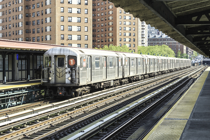 NYC Subway Train On Line 1 In Harlem