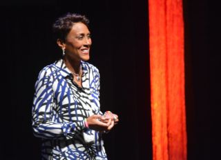 Good Morning America host Robin Roberts gives the keynote address at the Robin Roberts at the Chamber of Commerce and Industry annual dinner at the Santander Performing Arts Center in Reading. Photo by Ben Hasty