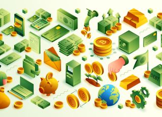Vector Illustration of Money Isometric Icon Set and Three Dimensional Design. Digital Money, Coin, Wallet, Credit Card, Banking, Dollar Sign, Money Bag, Wealth, Making Money.