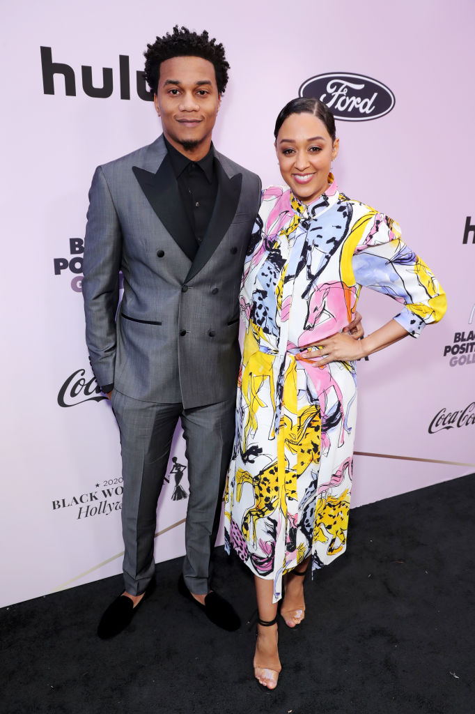 Tia Mowry and Cory Hardict attend 2020 13th Annual Essence Black Women In Hollywood Awards Luncheon - Red Carpet