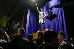 A Kobe Bryant Statue is unveiled in Los Angeles