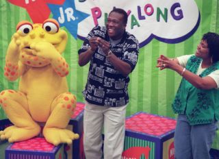 (left to right) Binyah Binyah Pollywog, Ron and Natalie Daise sang songs from the Nick Jr. television show Gullah Gullah Island during an appearance at the Apple Valley Greatland Target Store