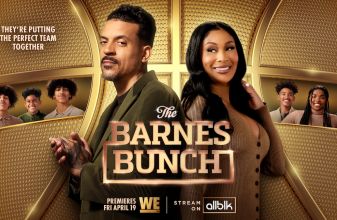 The Barnes Bunch key art and family photo