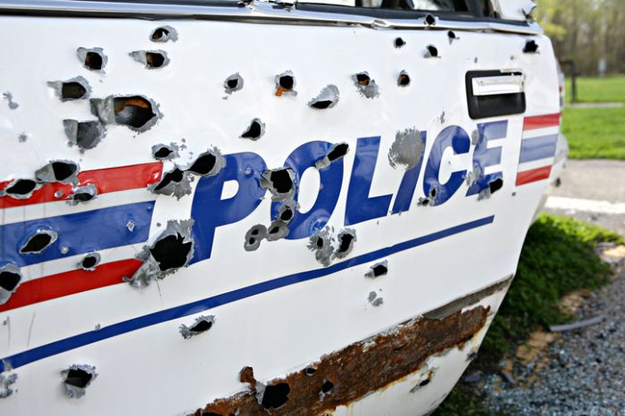 Police Cruiser Door With Bullet Holes