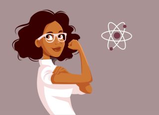 Brilliant Woman Succeeding in Science Field Vector Cartoon Illustration