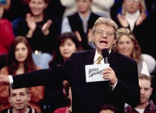 Jerry Springer Gesturing While Taping His Show