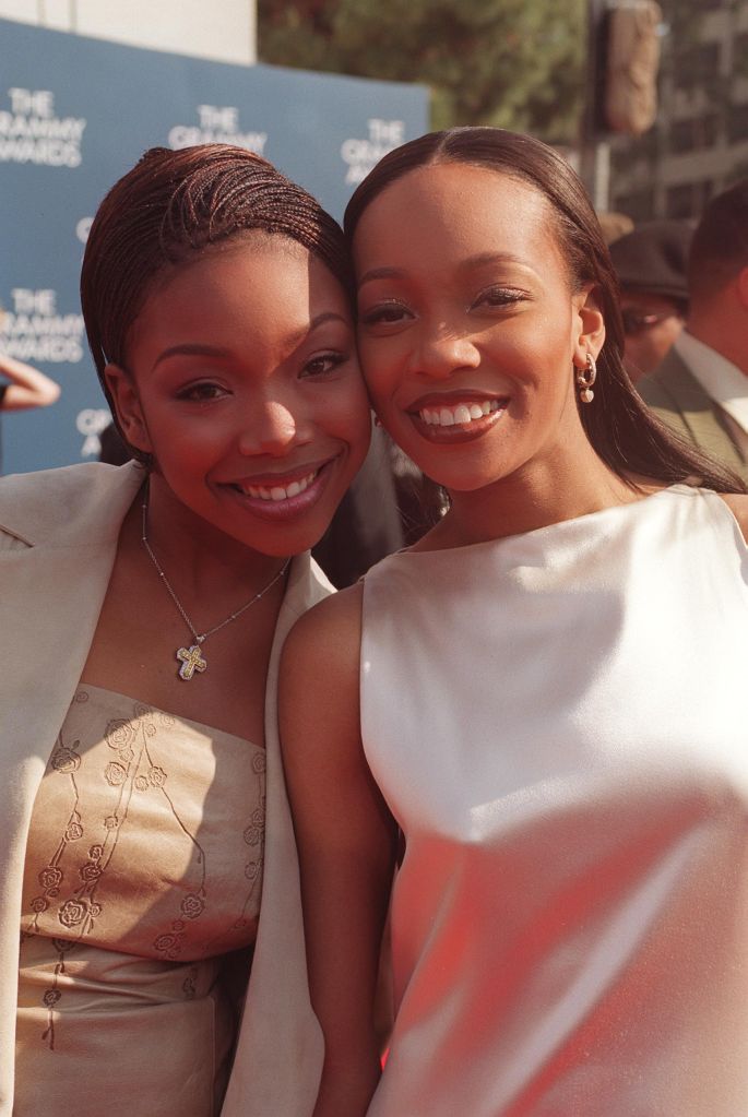 02/2499. Los Angeles, CA. Brandy and Monica arrive at the "Grammy Awards" held in Los Angeles at the
