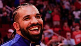 Drake attends Cleveland Cavaliers v Houston Rockets