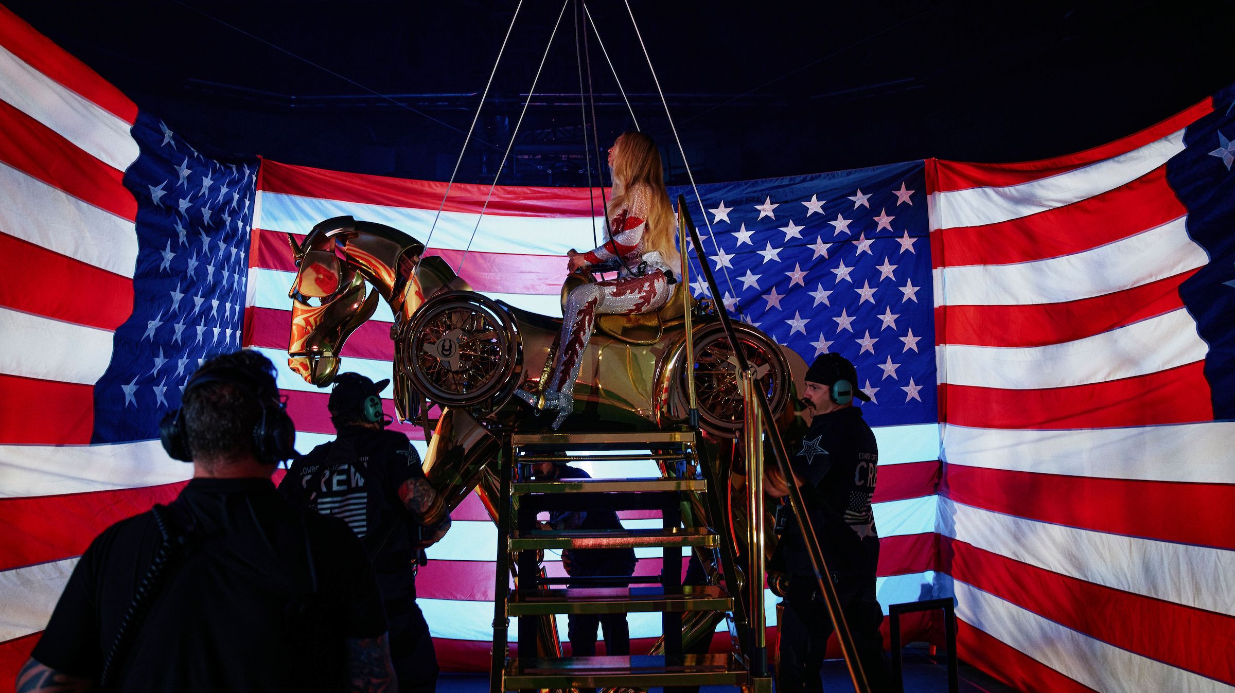 Beyoncé Rides Gold Horse During ATL Cowboy Carter Tour Stop