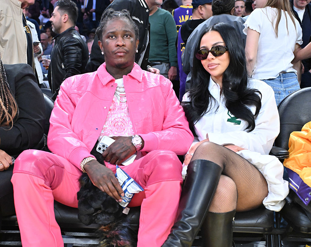 Young Thug and Mariah The Scientist At The Los Angeles Lakers Game