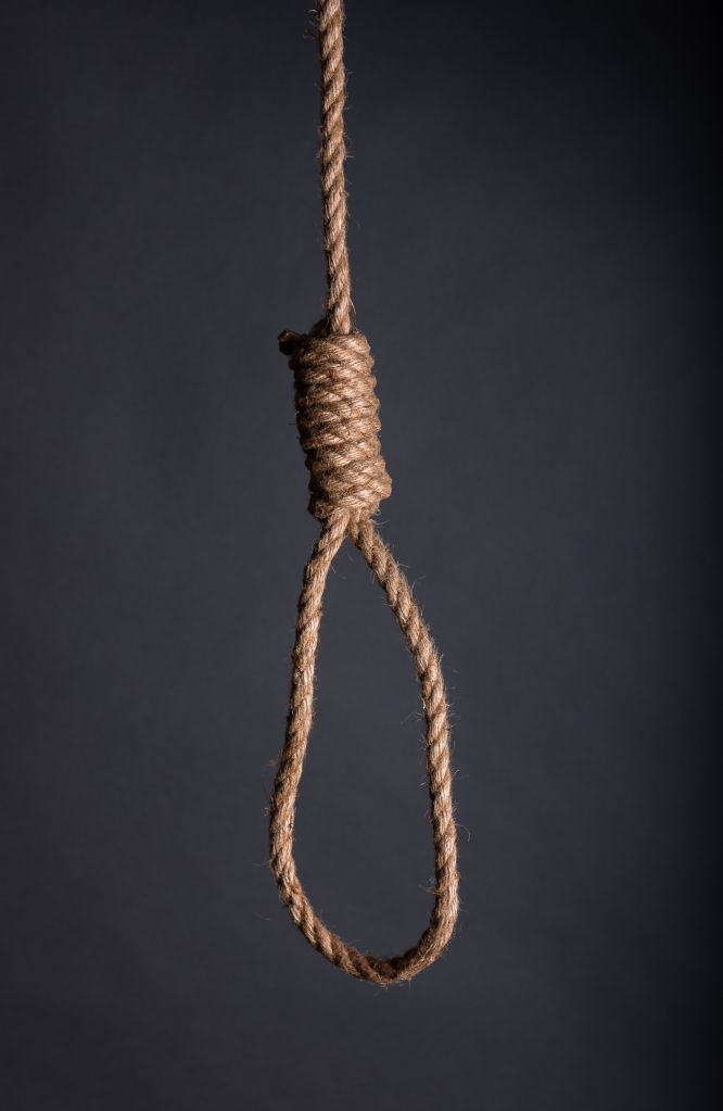 Hanging Noose on Dark Background