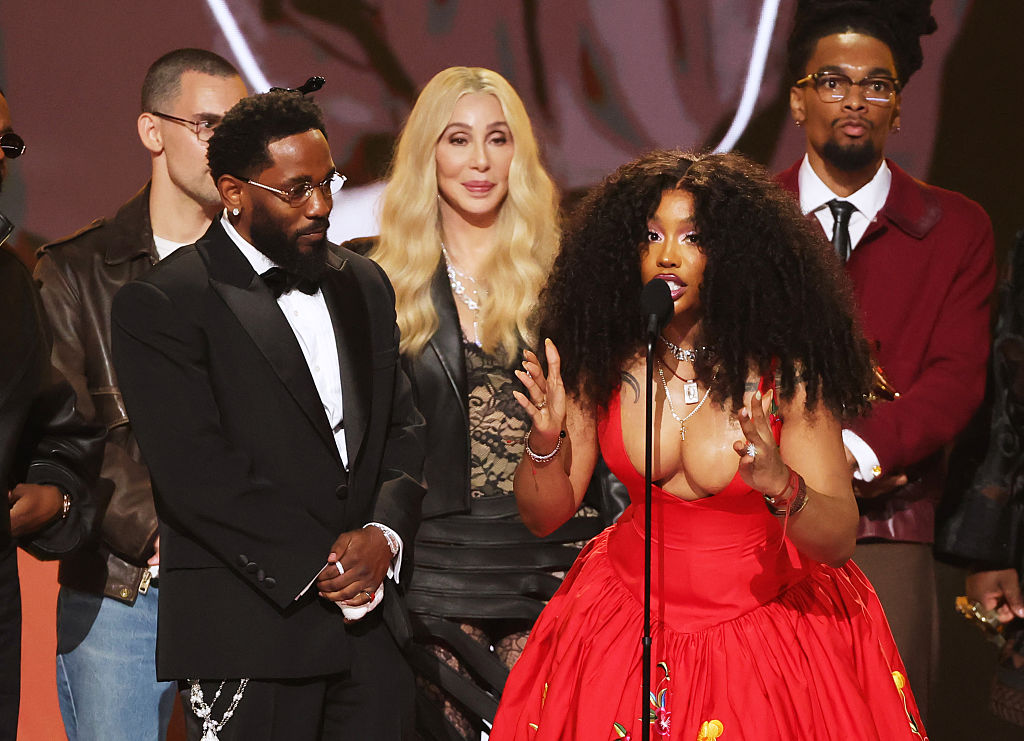 Kendrick Lamar, Cher, and SZA onstage at the 68th GRAMMY Awards - Show