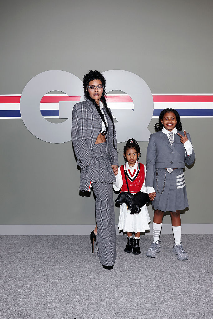 A Fashionable Family Affair: Teyana Taylor Steps Out With Her Daughters In Custom Thom Browne For GQ Bowl