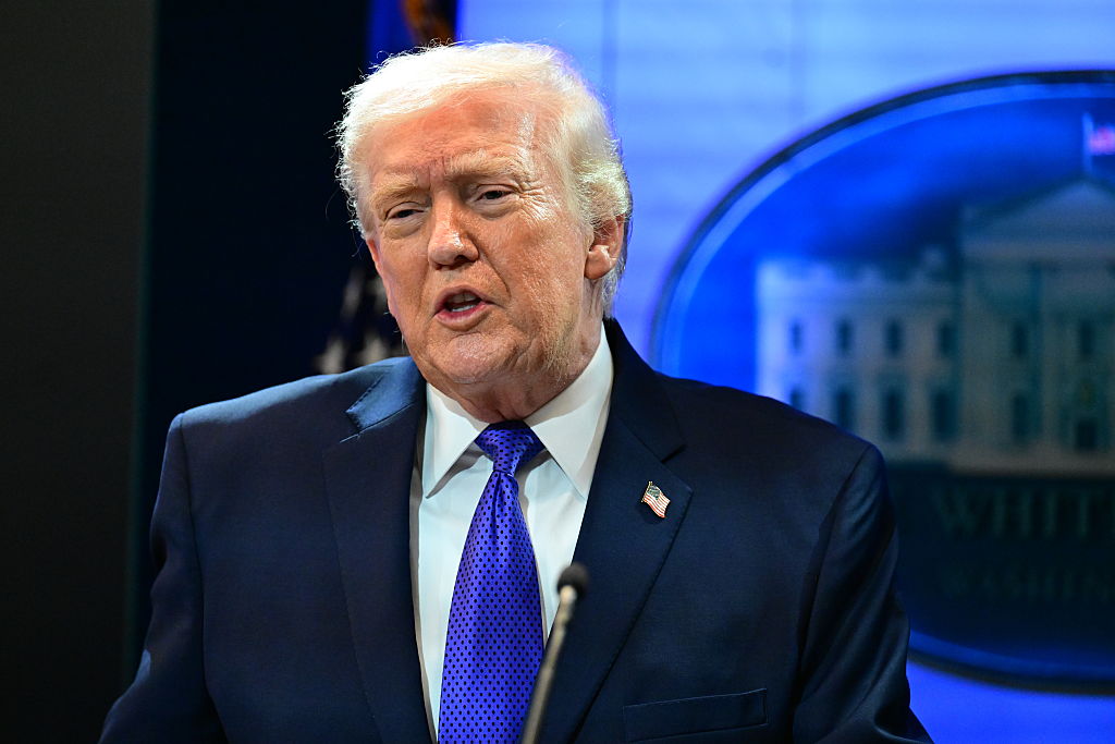 US President Donald Trump speaks regarding Supreme Court's ruling striking down his tariffs