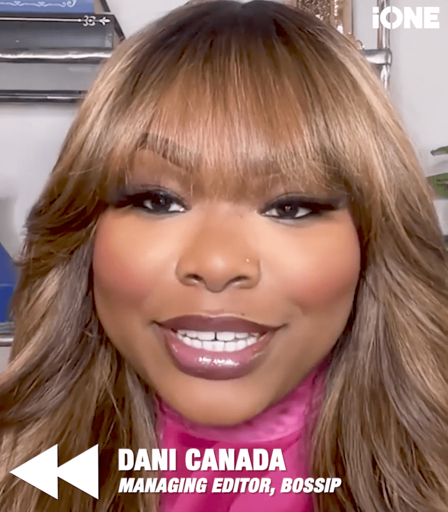 A smiling woman with long blonde hair wearing a pink top, identified as Dani Canada, Managing Editor of Bossip.