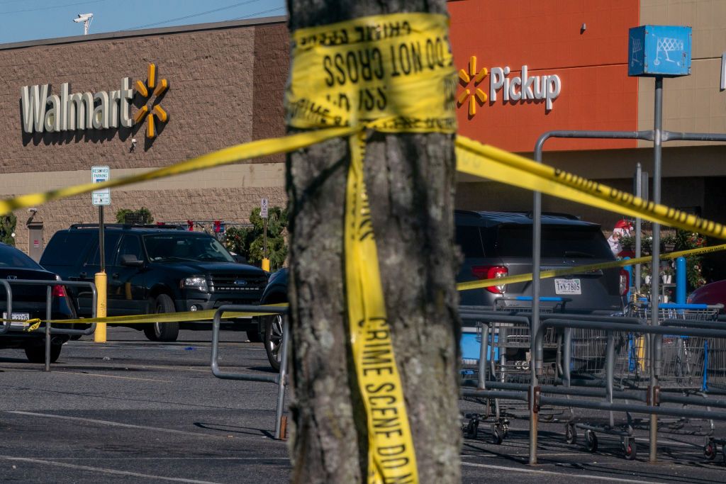 Walmart parking lot roped off with police tape