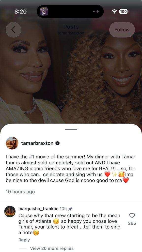 Two smiling women with curly hair and makeup, one wearing a yellow top and the other a white top, with text overlay about a movie and tour.