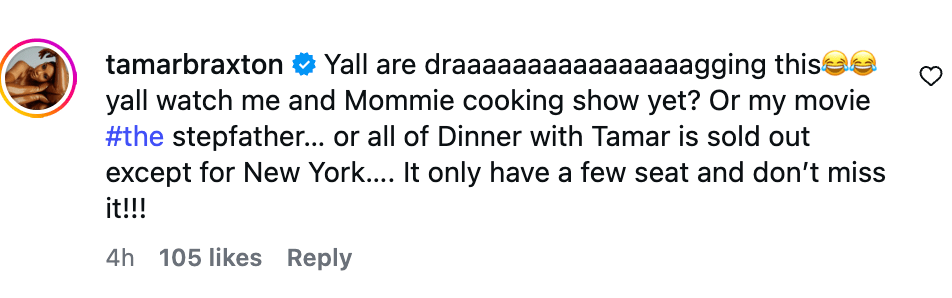 A smiling woman in a selfie with a caption about a cooking show and a sold-out movie.