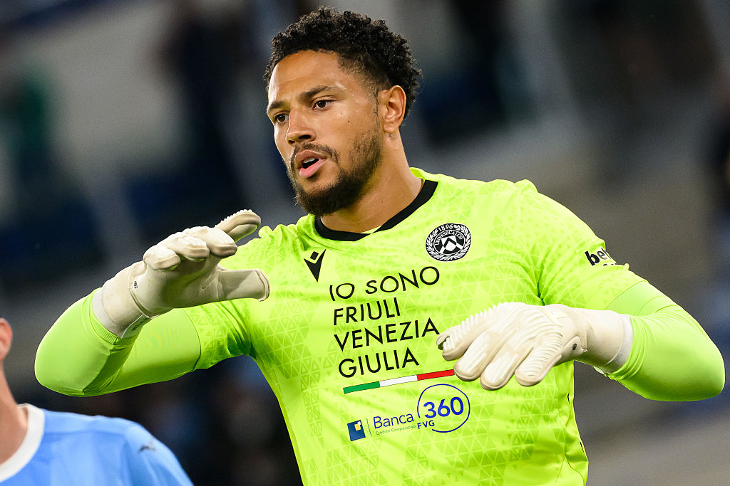 Maduka Okoye of Udinese Calcio gestures during the Serie A