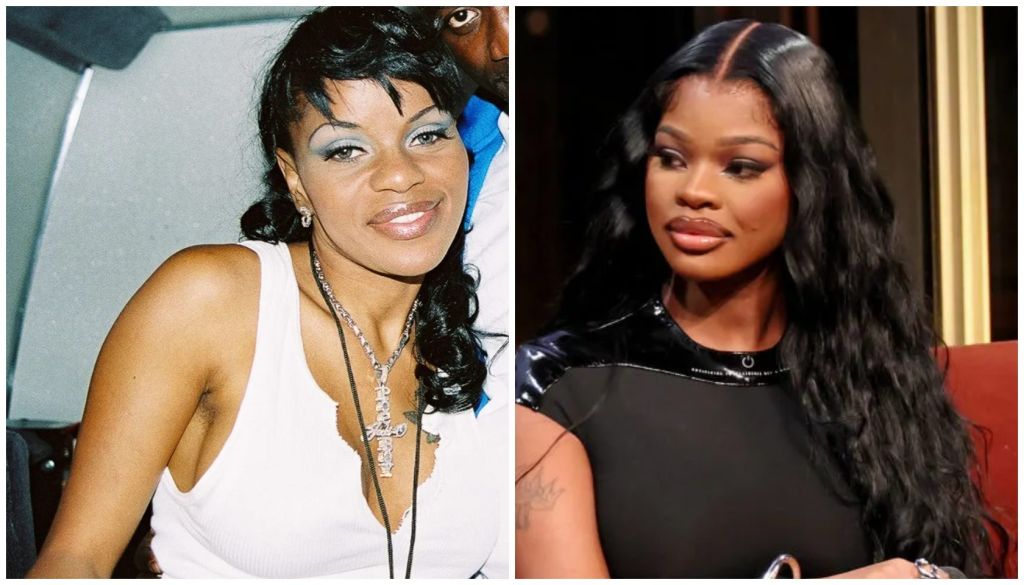Two images side-by-side: a woman with braided hair smiling, and a woman with long dark hair wearing a black top.