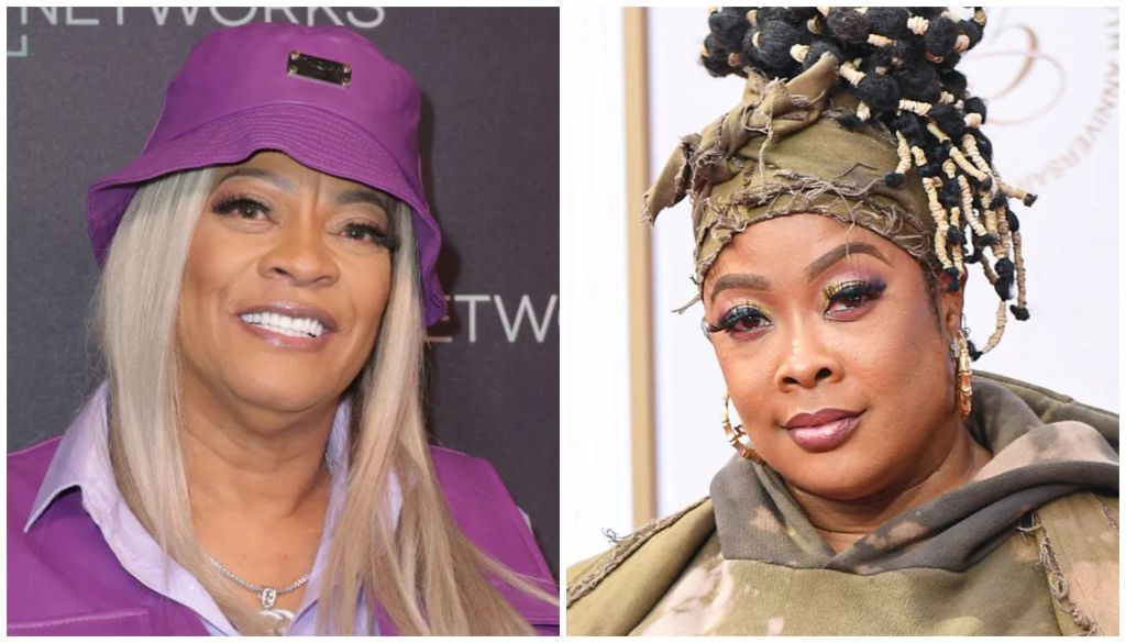 Two images side-by-side: A woman with long blonde hair wearing a purple hat and smiling, and a woman with dreadlocks wearing a hooded jacket and looking directly at the camera.