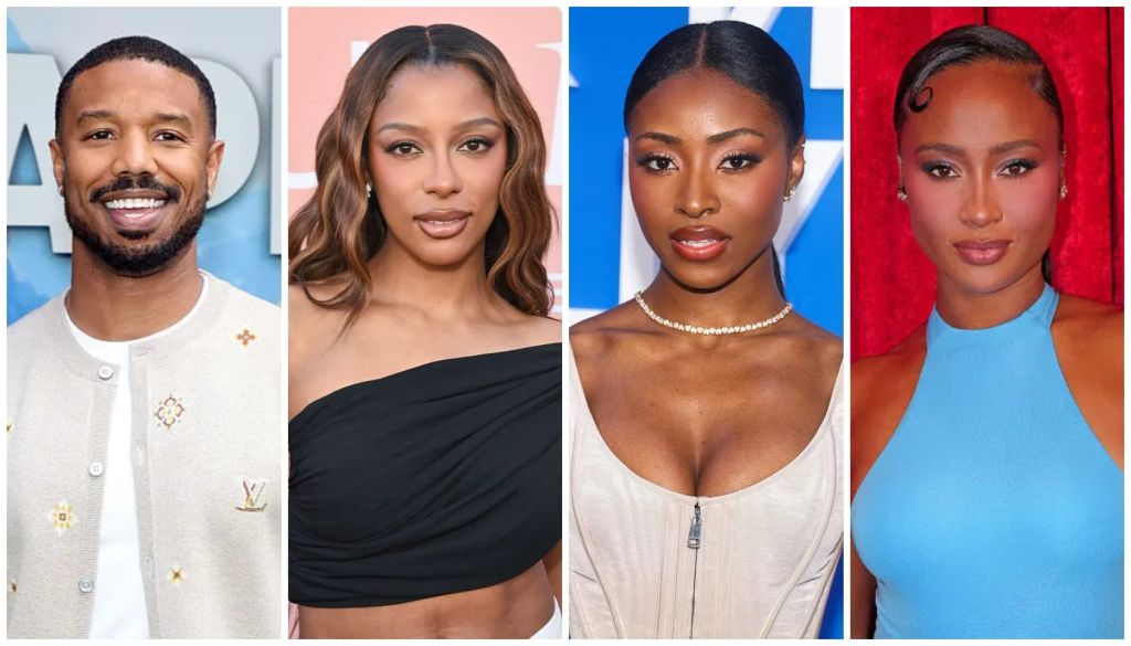 Four headshot portraits of diverse individuals, including a smiling man, a woman with wavy hair, a woman with braids, and a woman with long straight hair.