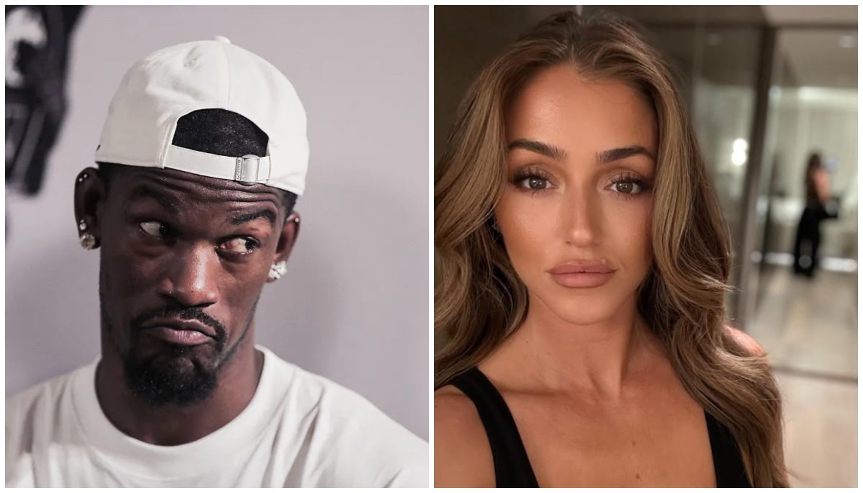 A Black man wearing a white cap and a woman with long brown hair looking directly at the camera.
